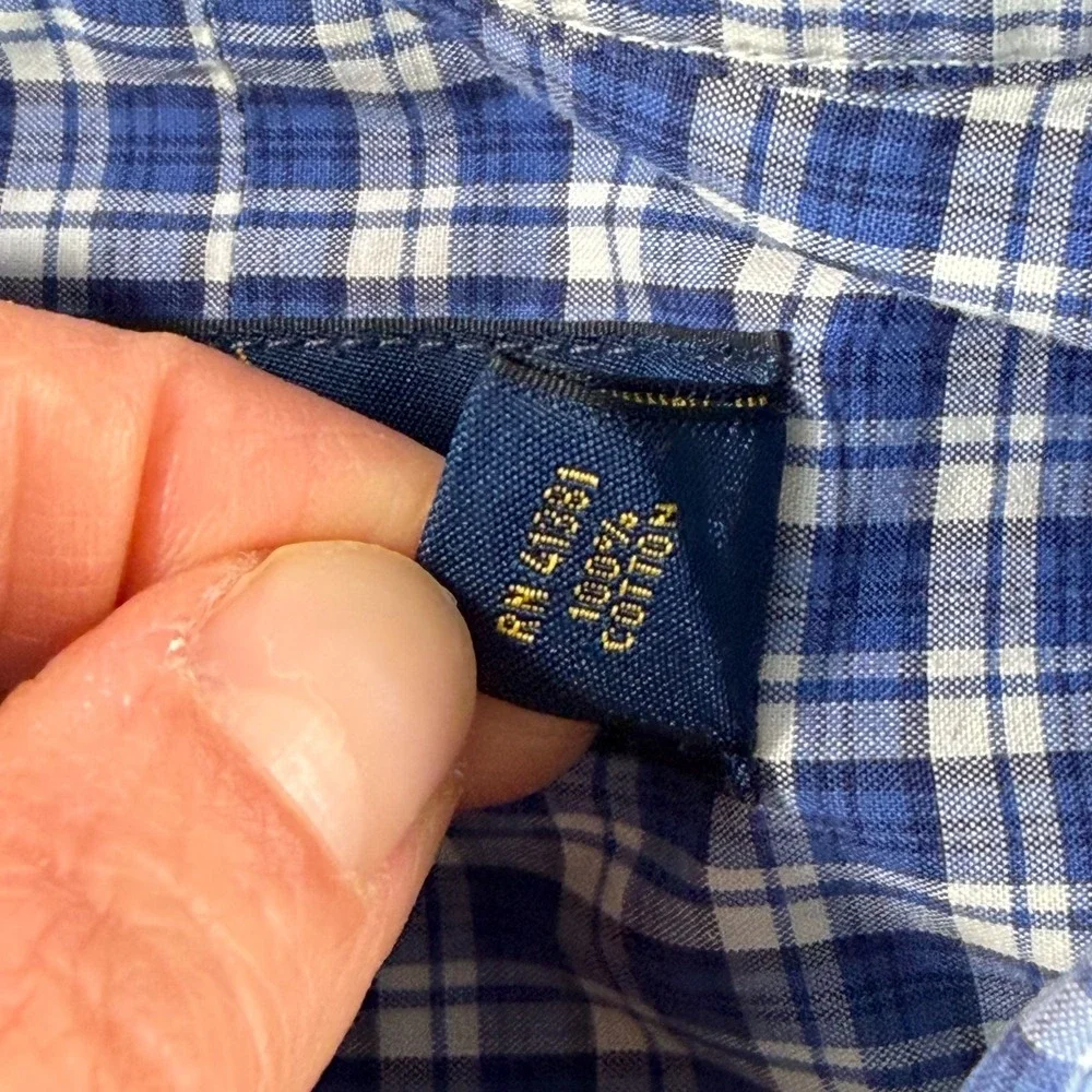 Polo‎ Ralph Lauren Oxford Shirt Men Small Blue Plaid Pony Preppy LS $128